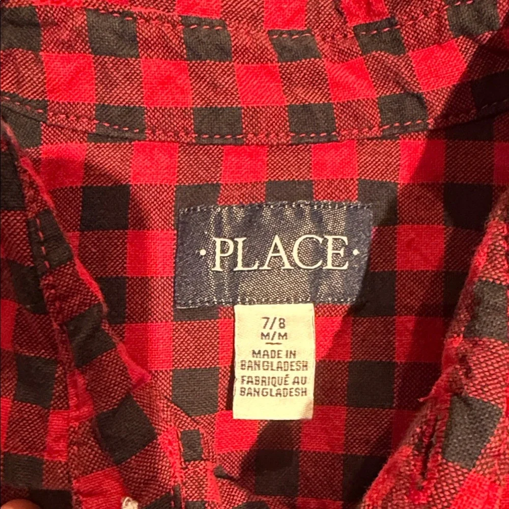 The Children's Place Red and Black Checkered Shirt 100% cotton (LR)